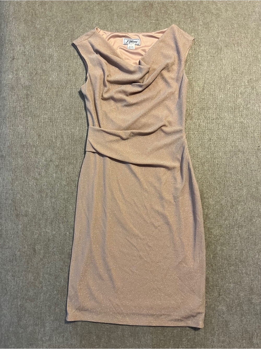 J Howard Champagne Shimmer Draped Cocktail Dress Size 10